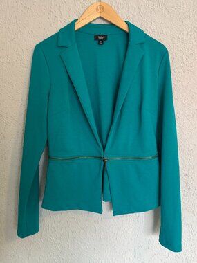 Teal Zip-off Crop Blazer
